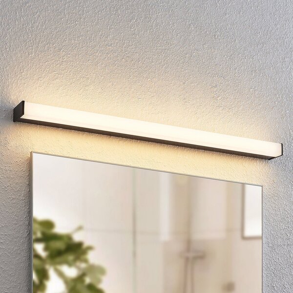 Lindby LED lumina de perete baie Ulisan, 89 cm, negru, unghiular, Negru, Baie, Metal, Modern