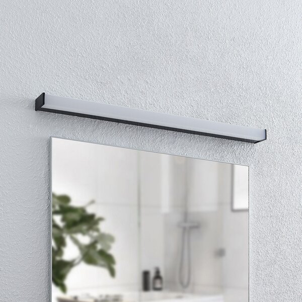 Lindby LED lumina de perete baie Ulisan, 89 cm, negru, unghiular, Negru, Baie, Metal, Modern