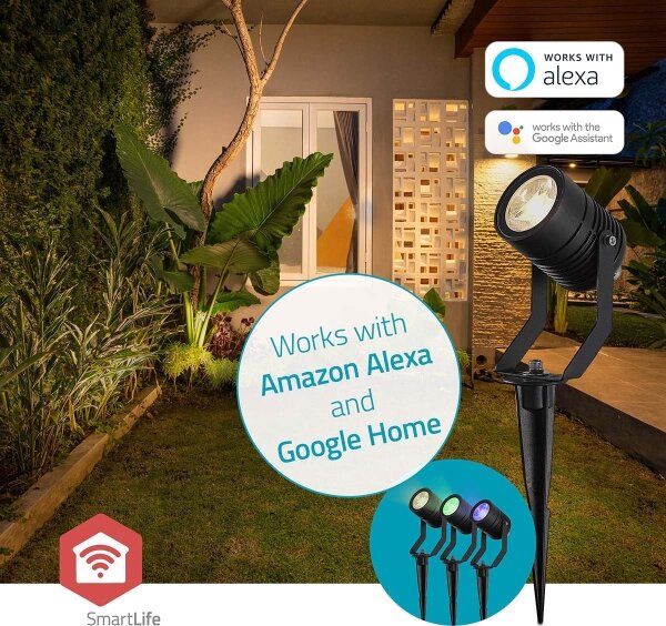 Nedis ZBLOS10RGBW3 - Set de 3 lămpi LED RGBW, reglabile, pentru exterior, LED/3W/230V, IP65, Wi-Fi Tuya