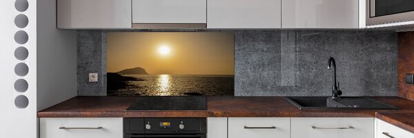 Panou sticla securizata bucatarie Apus de soare pe mare