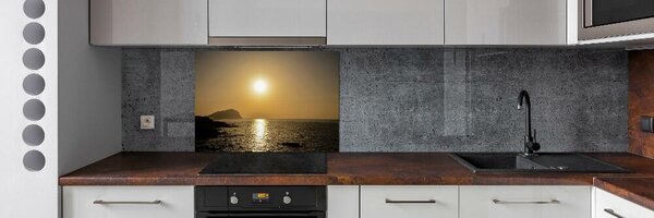 Panou sticla securizata bucatarie Apus de soare pe mare