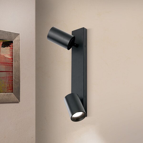 ORION Proiector Sean 2 becuri, negru, reglabil, Negru, Camera de zi / sufragerie, Metal, Modern
