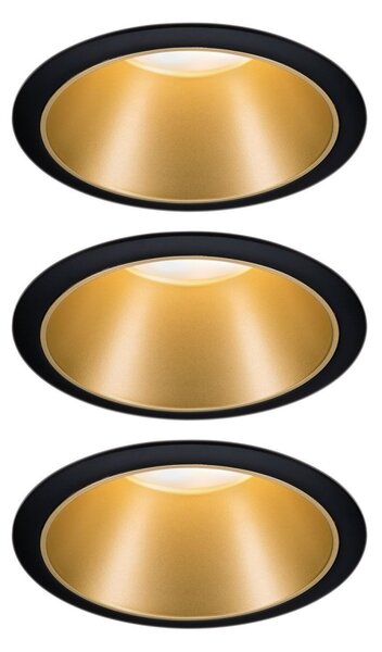 Paulmann Cole Spot LED, auriu-negru, set de 3 bucăți, reglabil, Auriu / Alamă, Hol, Metal, Modern, Corpuri de iluminat încastrate rotunde