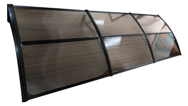 Copertină ECO de ușă 360×100cm marchiză adăpost acoperiș negru-bronz