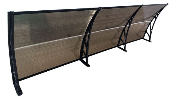 Copertină ECO de ușă 300×80cm marchiză adăpost acoperiș negru-bronz