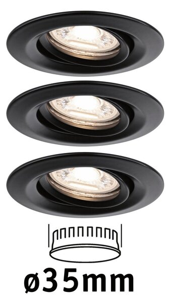 Paulmann Nova Mini Plus LED easydim 3 negru, reglabil, Negru, Camera de zi / sufragerie, Metal, Modern, Corpuri de iluminat încastrate rotunde