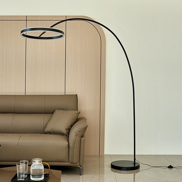 Lampadar Lucande, Yekta, reglabil, Negru, Camera de zi, Metal, Design