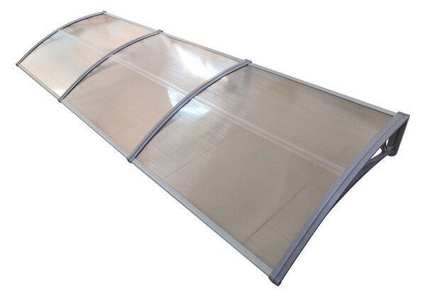 Copertină ECO de ușă 300×80cm marchiză adăpost acoperiș gri-transparent