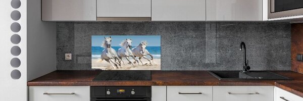 Panou sticlă decorativa bucătărie White Beach Horse