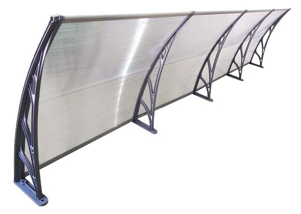 Copertină ECO de ușă 400×80cm marchiză adăpost acoperiș gri-transparent