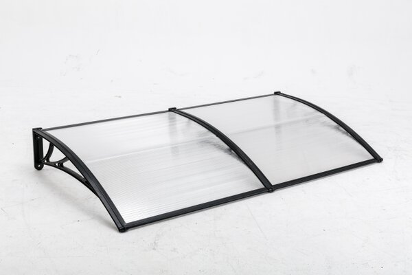 Copertină ECO de ușă 200x100cm marchiză adăpost acoperiș negru-transparent