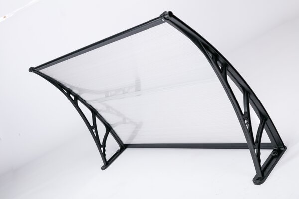 Copertină ECO de ușă 80x60cm marchiză adăpost acoperiș negru-transparent