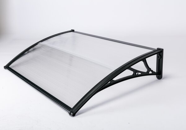 Copertină ECO de ușă 80x60cm marchiză adăpost acoperiș negru-transparent