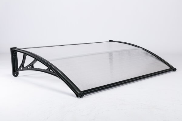 Copertină ECO de ușă 80x60cm marchiză adăpost acoperiș negru-transparent