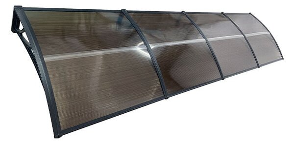 Copertină ECO de ușă 400×80cm marchiză adăpost acoperiș negru-bronz