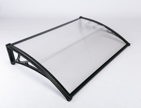 Copertină ECO de ușă 80x60cm marchiză adăpost acoperiș negru-transparent