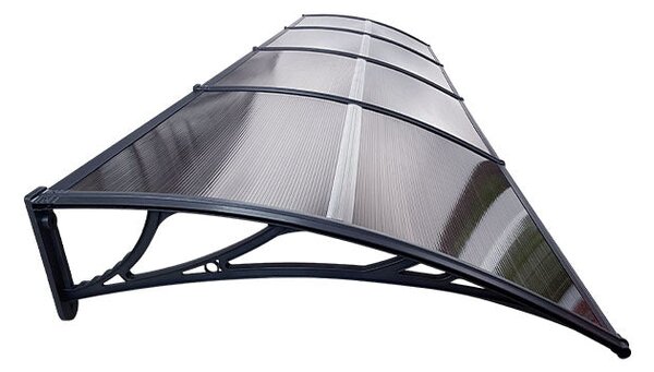 Copertină ECO de ușă 360x150cm marchiză adăpost acoperiș negru-bronz
