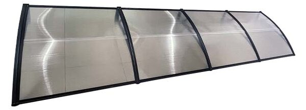 Copertină ECO de ușă 400×80cm marchiză adăpost acoperiș negru-transparent