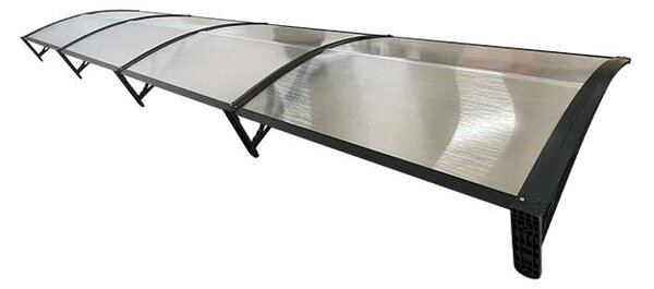 Copertină ECO de ușă 400x100cm marchiză adăpost acoperiș negru-transparent