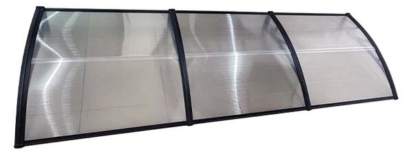 Copertină ECO de ușă 300×80cm marchiză adăpost acoperiș negru-transparent