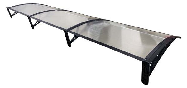 Copertină ECO de ușă 300×80cm marchiză adăpost acoperiș negru-transparent
