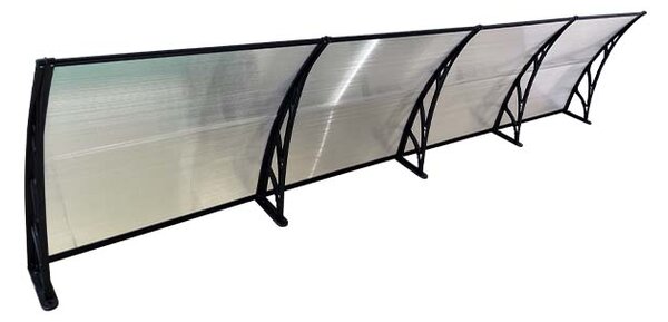 Copertină ECO de ușă 400x100cm marchiză adăpost acoperiș negru-transparent