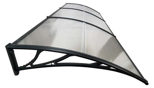 Copertină ECO de ușă 300×80cm marchiză adăpost acoperiș negru-transparent