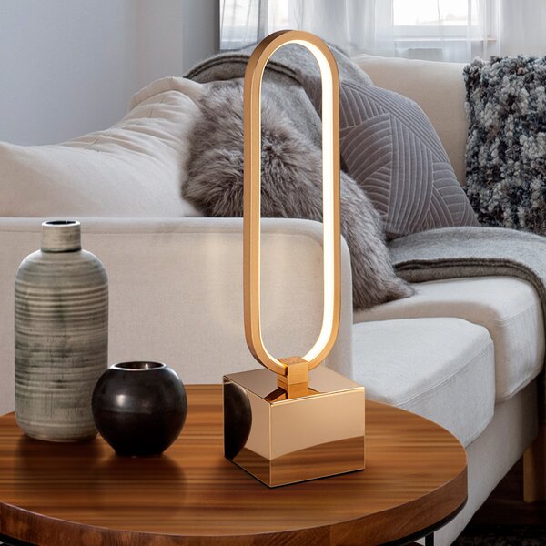 Schuller Valencia Lampă masă LED Colette, design plăcut, auriu-rosé, Auriu / Alamă, Camera de zi / sufragerie, Metal, Modern