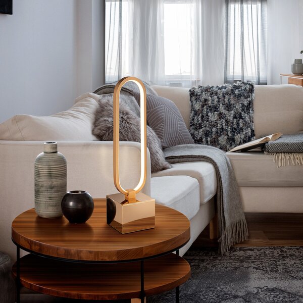 Schuller Valencia Lampă masă LED Colette, design plăcut, auriu-rosé, Auriu / Alamă, Camera de zi / sufragerie, Metal, Modern