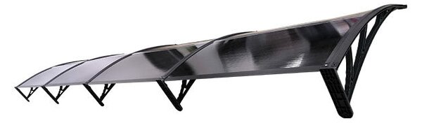 Copertină ECO de ușă 400x80cm marchiză adăpost acoperiș negru-antracit