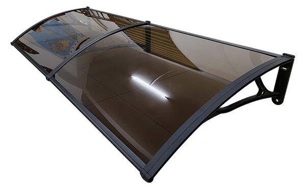 Copertină PRO Alu+Plexiglas de ușă 150x120cm marchiză adăpost acoperiș negru-bronz