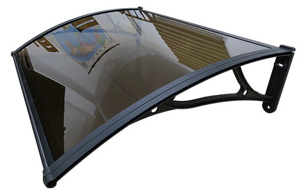 Copertină PRO Alu+Plexiglas de ușă 100x100cm marchiză adăpost acoperiș negru-bronz