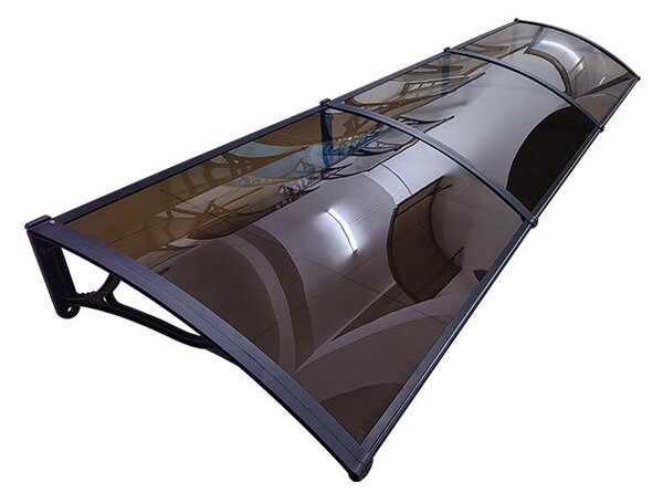 Copertină PRO Alu+Plexiglas de ușă 360x80cm marchiză adăpost acoperiș negru-bronz