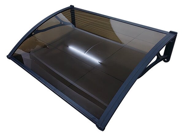 Copertină PRO Alu+Plexiglas de ușă 100x100cm marchiză adăpost acoperiș negru-bronz