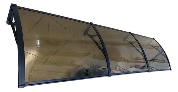 Copertină PRO Alu+Plexiglas de ușă 360x80cm marchiză adăpost acoperiș negru-bronz