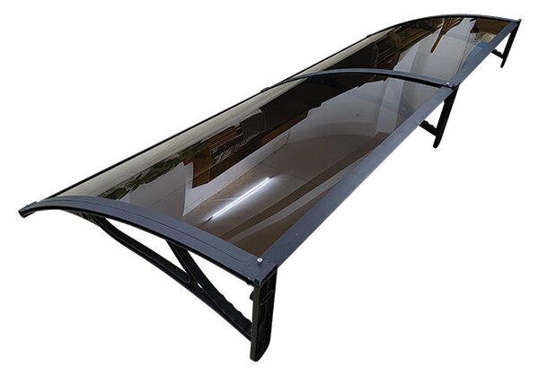 Copertină PRO Alu+Plexiglas de ușă 150x120cm marchiză adăpost acoperiș negru-bronz