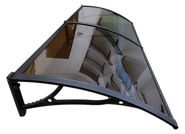 Copertină PRO Alu+Plexiglas de ușă 150x120cm marchiză adăpost acoperiș negru-bronz