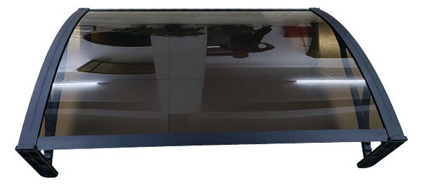 Copertină PRO Alu+Plexiglas de ușă 100x100cm marchiză adăpost acoperiș negru-bronz