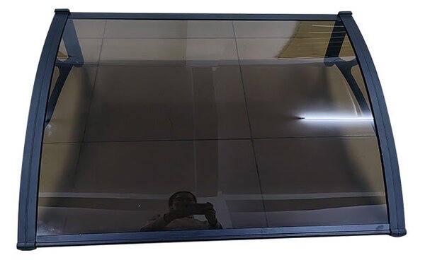 Copertină PRO Alu+Plexiglas de ușă 100x100cm marchiză adăpost acoperiș negru-bronz
