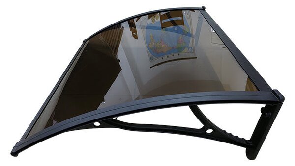 Copertină PRO Alu+Plexiglas de ușă 100x100cm marchiză adăpost acoperiș negru-bronz