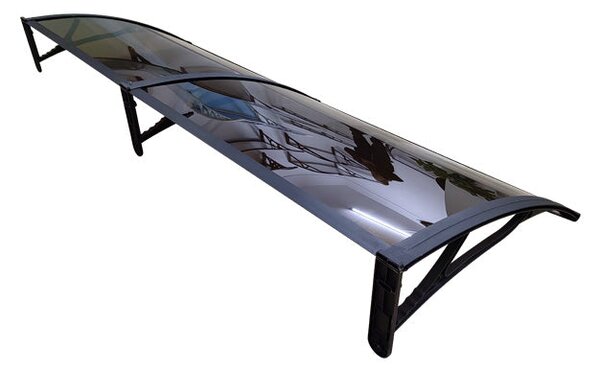 Copertină PRO Alu+Plexiglas de ușă 150x120cm marchiză adăpost acoperiș negru-bronz