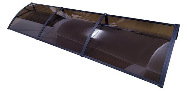 Copertină PRO Alu+Plexiglas de ușă 360x80cm marchiză adăpost acoperiș negru-bronz