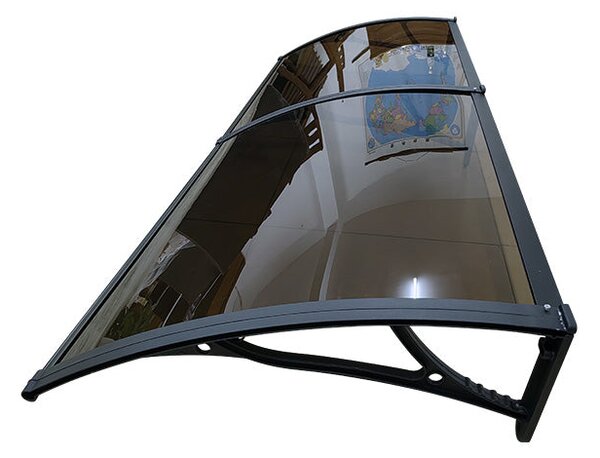 Copertină PRO Alu+Plexiglas de ușă 150x120cm marchiză adăpost acoperiș negru-bronz