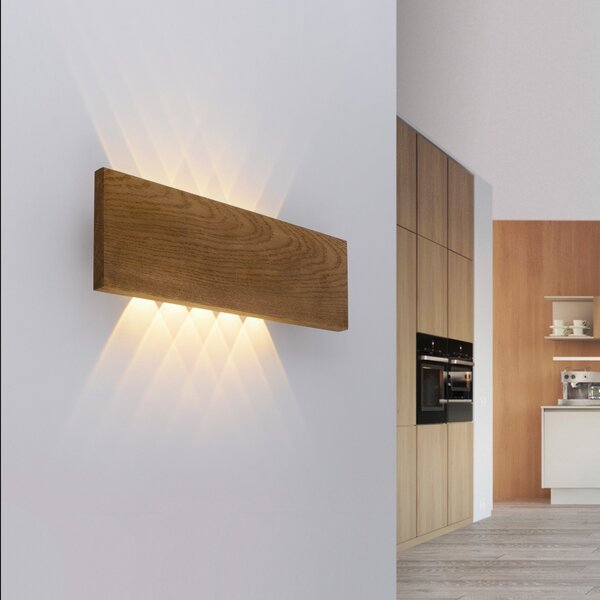 Paul Neuhaus Palma LED perete de iluminat din lemn 45 cm, Lemn, Camera de zi / sufragerie, Lemn, Modern, Priză de perete sus / jos