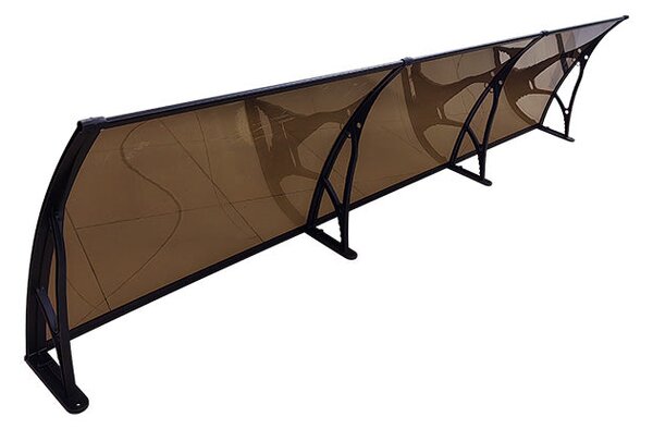 Copertină PRO Alu+Plexiglas de ușă 360x80cm marchiză adăpost acoperiș negru-bronz