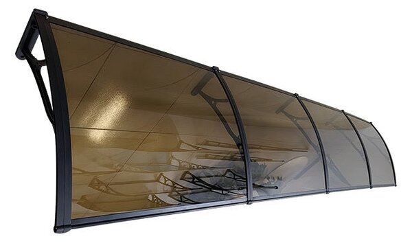 Copertină PRO Alu+Plexiglas de ușă 400x80cm marchiză adăpost acoperiș negru-bronz