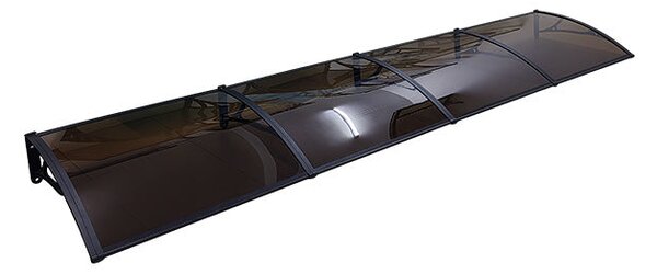 Copertină PRO Alu+Plexiglas de ușă 400x80cm marchiză adăpost acoperiș negru-bronz