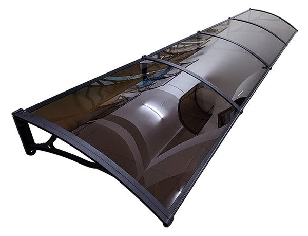 Copertină PRO Alu+Plexiglas de ușă 400x80cm marchiză adăpost acoperiș negru-bronz