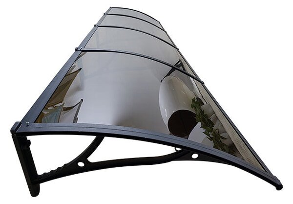 Copertină PRO Alu+Plexiglas de ușă 400x80cm marchiză adăpost acoperiș negru-bronz