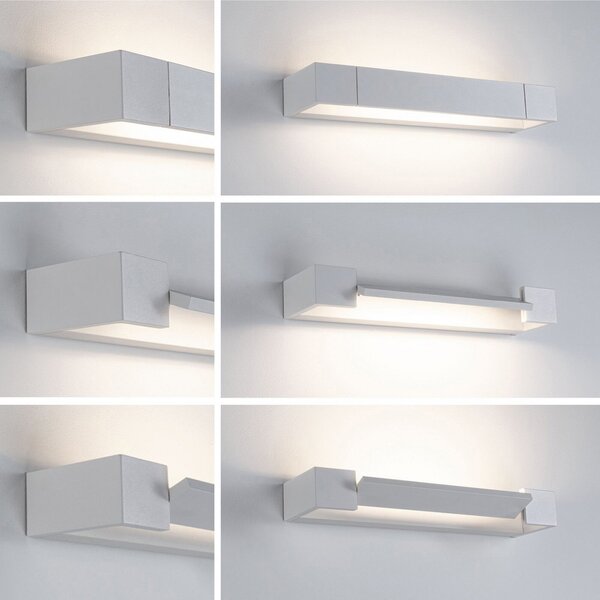 Paulmann Aplică de perete LED Lucille, albă, 40 cm, dimabil, IP44, reglabil, Alb, Baie, Metal, Modern